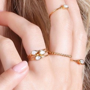 Dainty Herkimer Diamond Ring: 24k Gold Filled