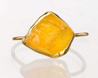 New Citrine Ring for Women • Gold Fill • 24k Dip • Fall Jewelry • Raw Citrine Statement Ring • Natural Gemstone • Witchy Crystal Ring