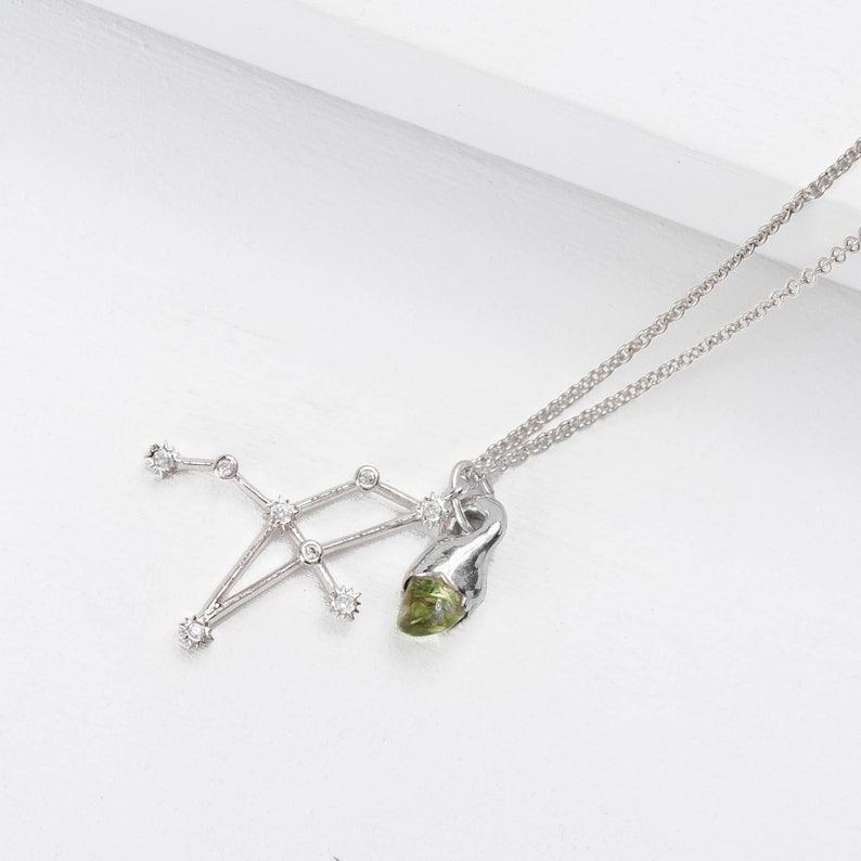 Collier zodiaque en argent avec pierres de naissance Bijoux automne sorcière Cadeau Capricorne Verseau balance Bélier Verseau Sagittaire Collier constellation image 5