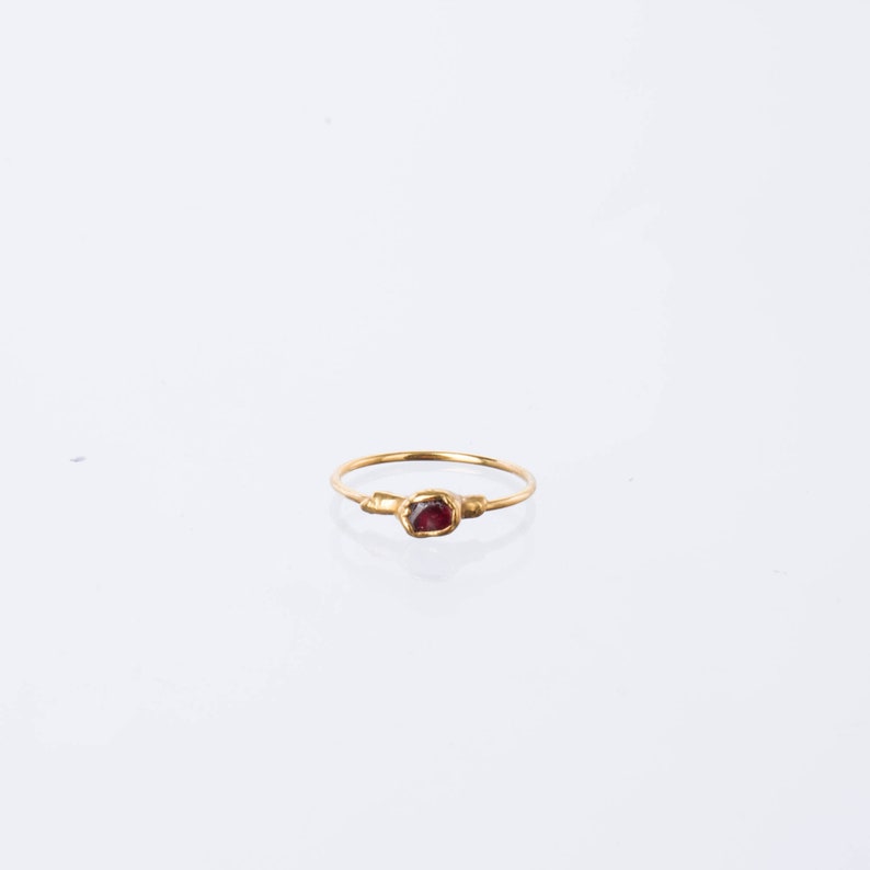 Dainty Raw Garnet Ring Gold Filled January Birthstone Capricorn Nature Inspired Handmade Item Whimsigoth Gemstone Jewelry 24k Dip image 6