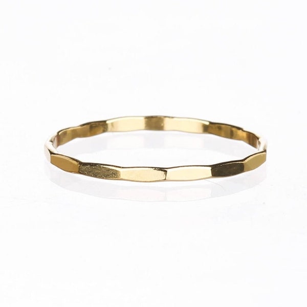 Ultra Thin Gold Hammered Stacking Ring • 14k Gold Fill Textured Band • Thin Minimalist Jewelry •  Everyday Jewelry • Handmade