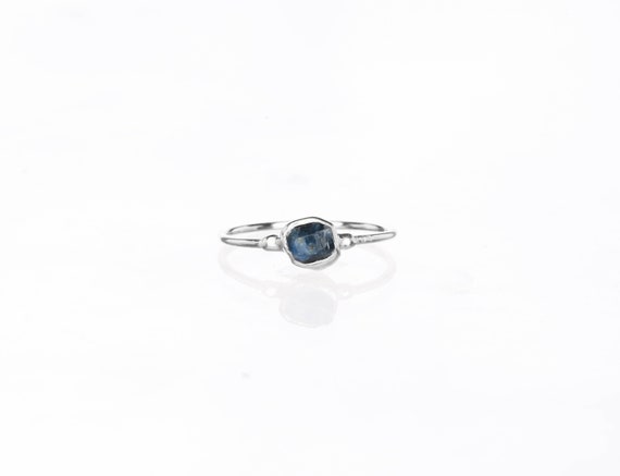 September Birthstone Ring Gold Ring Raw Sapphire Ring Raw Stone Raw Crystal Ring Delicate Ring Sapphire Engagement Ring Dainty Ring