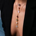 Custom Raw Birthstone Necklace • Lariat Mother’s Necklace • Unique Mother's Day Gift • Kids Birthstone Family Necklace • Boho Raw Gemstone