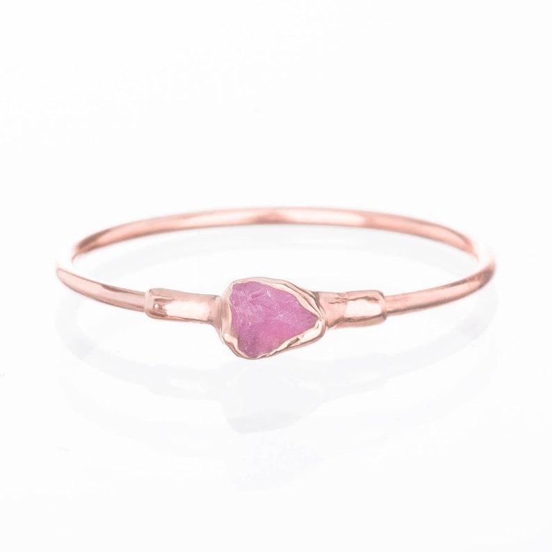 Mini Raw Ruby Ring, Rose Gold Ring, Blush Jewelry, Raw Stone Ring, Ruby Engagement Ring, July Birthstone Ring, Dainty Ring, Delicate Ring 