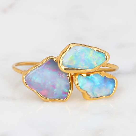 Gold Raw Opal Ring for Women Bohemian Jewelry Gemstone Ring - Etsy