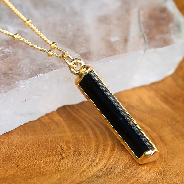 Black Tourmaline Necklace • Raw Crystal Pendant, Protection Stone • Witchy Birthstone Necklace Whimsigoth • Fall Jewelry • Handmade