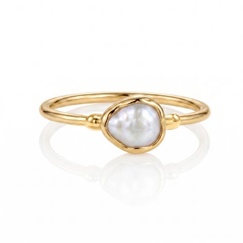 Bague délicate en perle - Plaqué or 24 carats