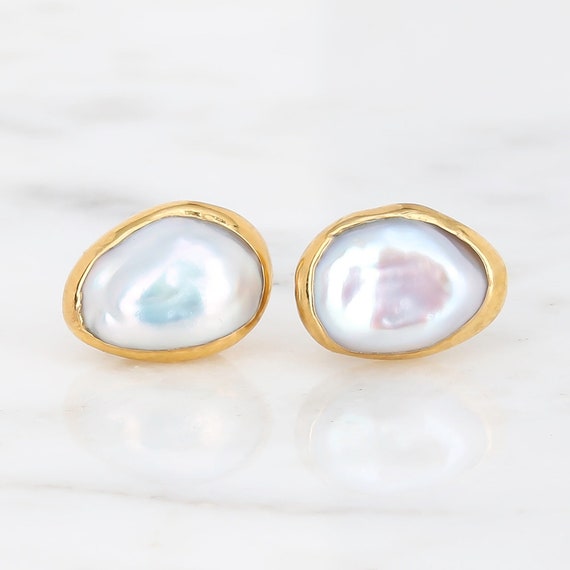 Raw pearl best sale earrings