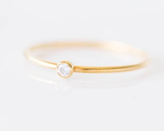 Dainty Minimalist CZ Ring - 14k Gold Fill