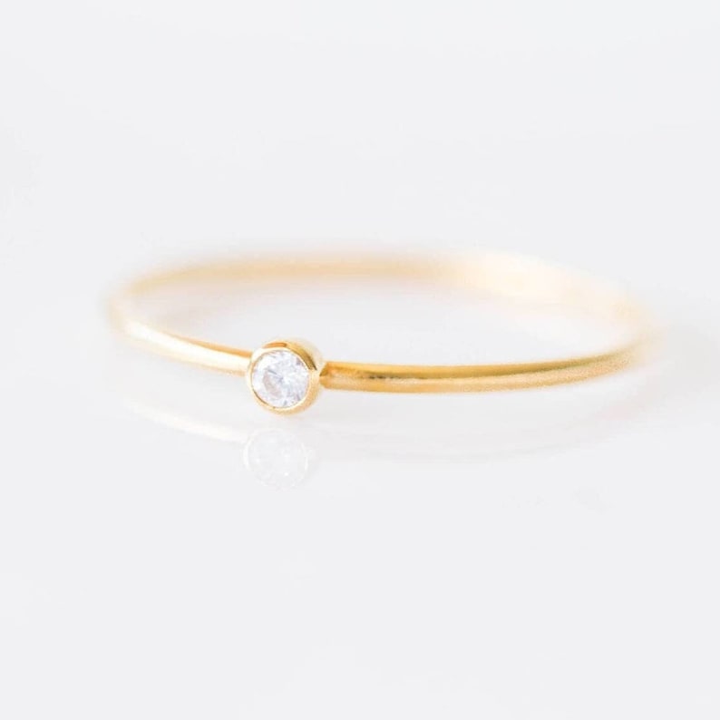 Minimalist CZ Stacking Ring 14k Gold Fill Thin Dainty Perfect Engagement Ring Tiny Diamond Ring Everyday Jewelry Handmade image 1