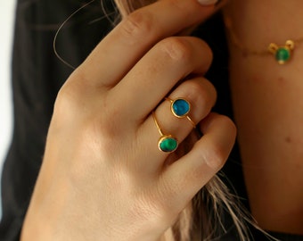 Sierlijke Mood Ring van Ringcrush • Kleur veranderende edelsteen • Goud gevulde ring voor vrouwen • Blauwe stenen ring • Mood Stone • Witchy Fall Sieraden