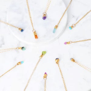24k Gold Filled Raw Birthstone Necklace: Handmade Gemstone Jewelry