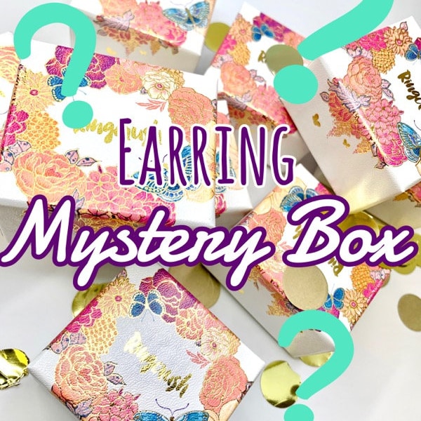 EARRING MYSTERY BOX • 3 Pairs! • Gold, Silver and Rose Gold Filled • Dangle, Stud Earring Set • Raw Gemstone Crystal Jewelry • Birthstones