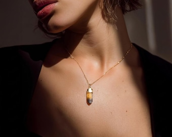 24k Gold Filled Smoky Citrine Necklace: One-of-a-Kind Raw Crystals