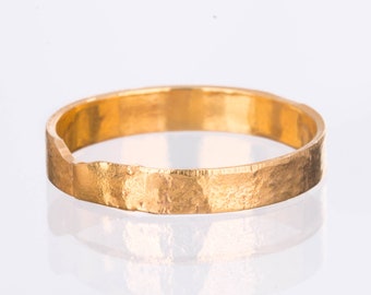 3mm Yellow Gold Band, Textured Gold Ring, Rustic Wedding Ring, Gold Textured Band, Reticulated Ring, Wedding Ring, Unique Ring Stacking Ring