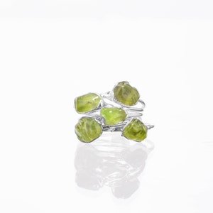 Raw Peridot Ring Gold Filled August Birthstone Whimsigoth Gemstone Jewelry Handmade Item 24k Dip Peridot Birthstone Jewelry image 8