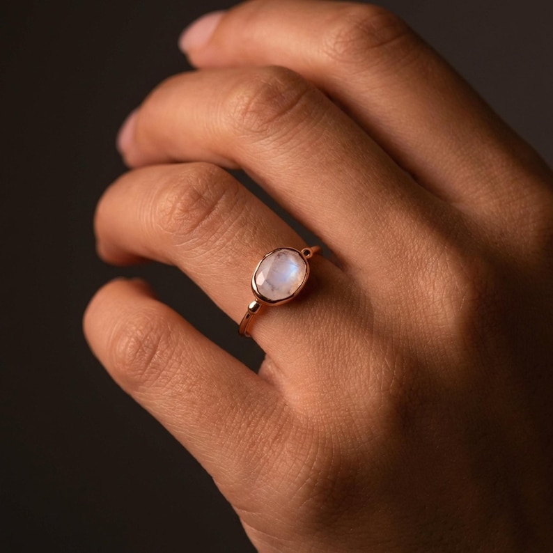 Rainbow Moonstone Ring - 24k Gold Filled image 13