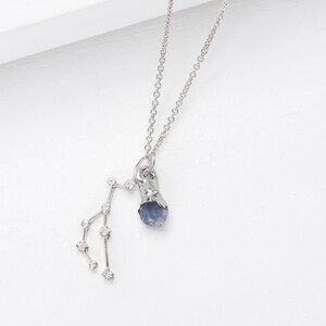 Collier zodiaque en argent avec pierres de naissance Bijoux automne sorcière Cadeau Capricorne Verseau balance Bélier Verseau Sagittaire Collier constellation image 4