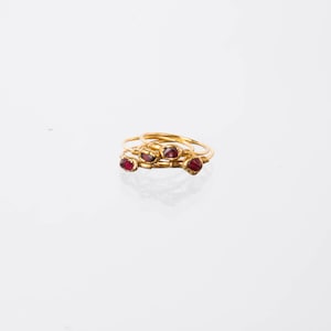 Dainty Raw Garnet Ring Gold Filled January Birthstone Capricorn Nature Inspired Handmade Item Whimsigoth Gemstone Jewelry 24k Dip image 5