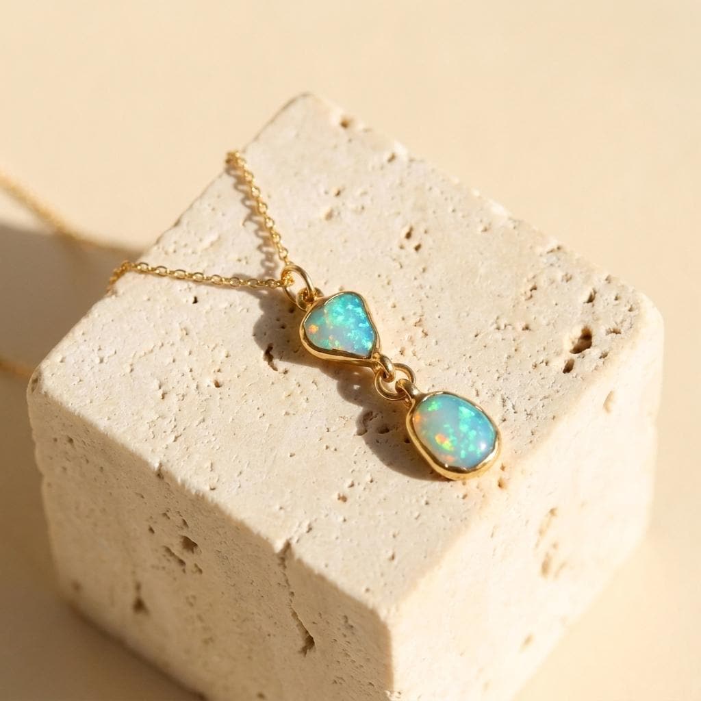 Raw Opal Pendant Necklace - 24k Gold Filled