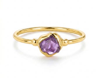 Raw Amethyst Ring - 24k Gold Filled