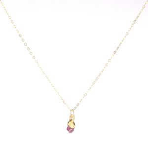 Raw Ruby Necklace, Birthstone Necklace, Cancer Necklace,  Necklace, Raw  Necklace, Delicate Necklace, Raw Gemstone Necklace • 24k Dip