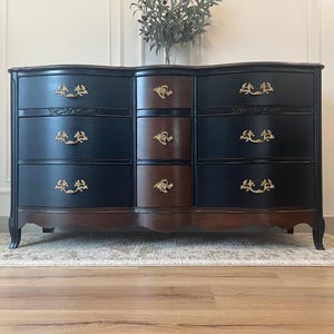 SOLD••Vintage French Provincial Triple Dresser