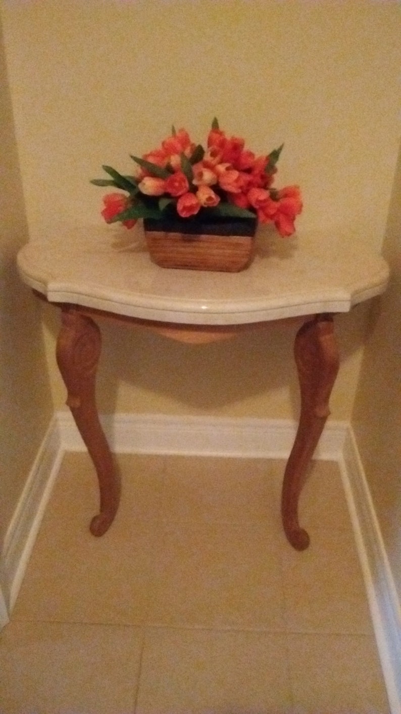 Half Round Table With Cream Marble Top