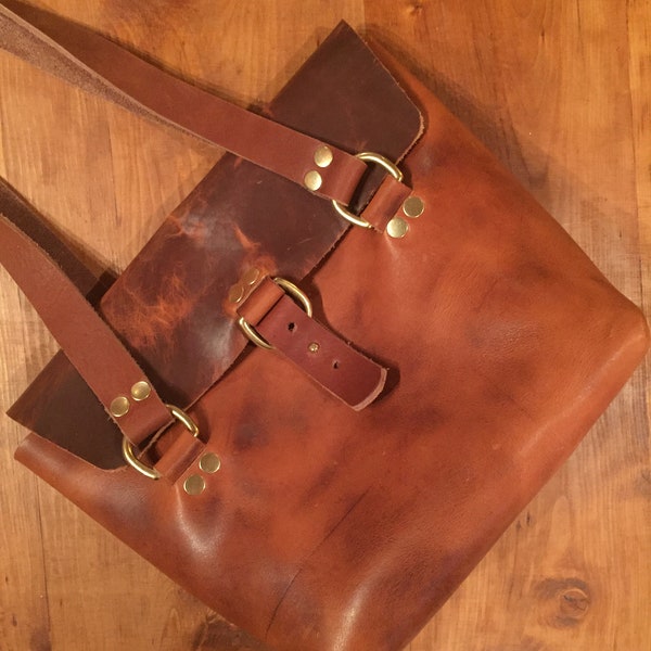 Tan Leather Tote Bag Etsy