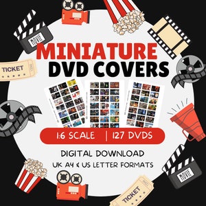 6th 1:6 Scale 100+ Miniature Download Printable Dollhouse / Action Figure DVD Covers