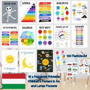 Ungarisch Sprache Magyar Nyelv druckbare bildung Klassenzimmer / Kindergarten Poster und Karteikarten - sofortiger digitaler Download