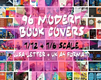 96 x 12th 1:12 and 6th 1/6 Scale Miniature Download Printable Fashion Dollhouse / Action Figure Modern Book Covers