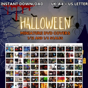 Miniature Halloween Horror Films DVD Covers - 12th and 6th Scale Instant Download Printable for Dolls, Action Figures and Dioramas