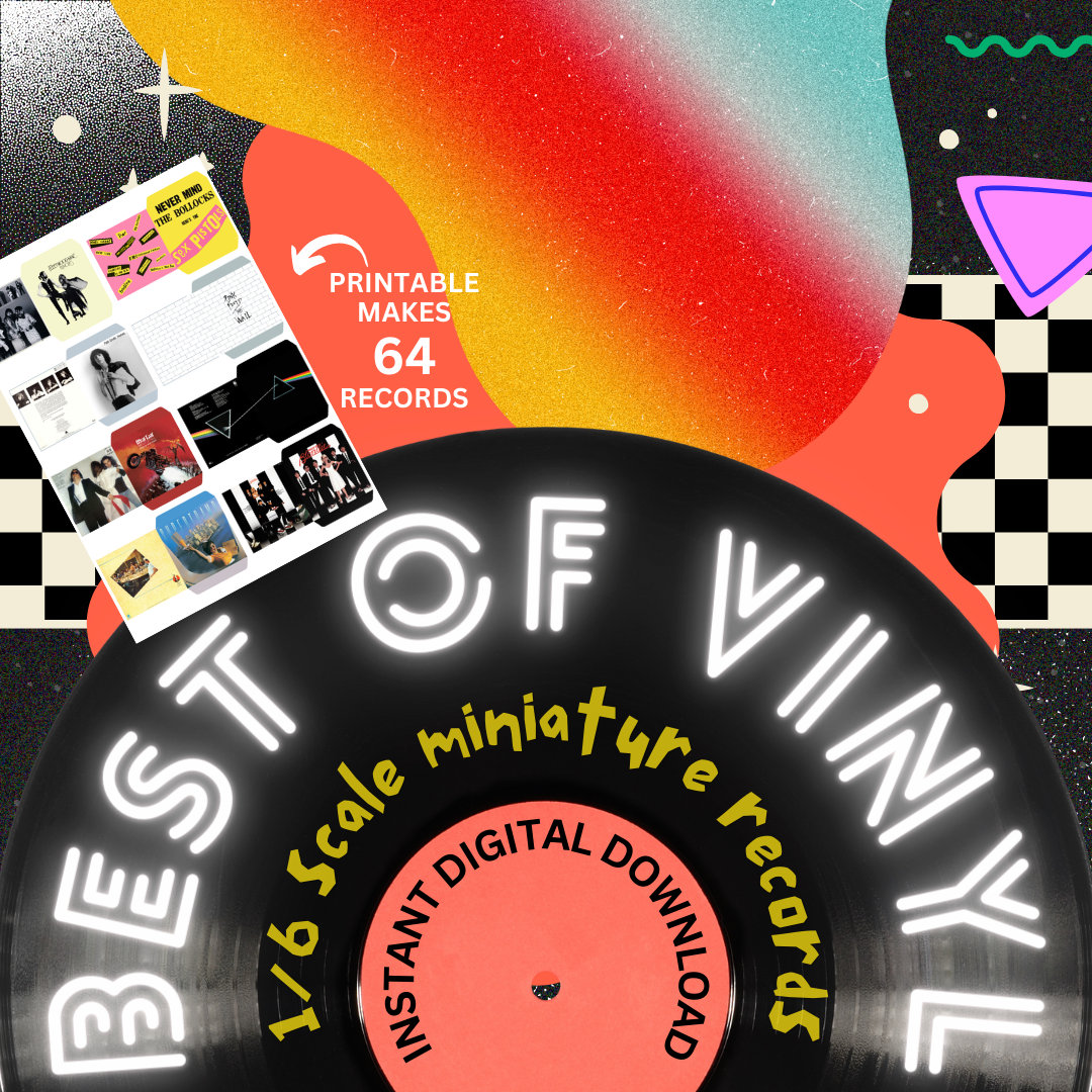 64 6th 1:6 Scale Miniature Download Printable Dollhouse / Action Figure Album Record Covers