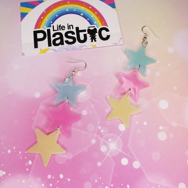 Glow in the Dark Star Dangle Retro Kitsch Earrings