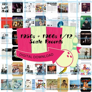 160 12th 1:12 Scale 1950s & 1960s Miniature Printable Dollhouse / Action Figure Album Record Covers - Digital Download