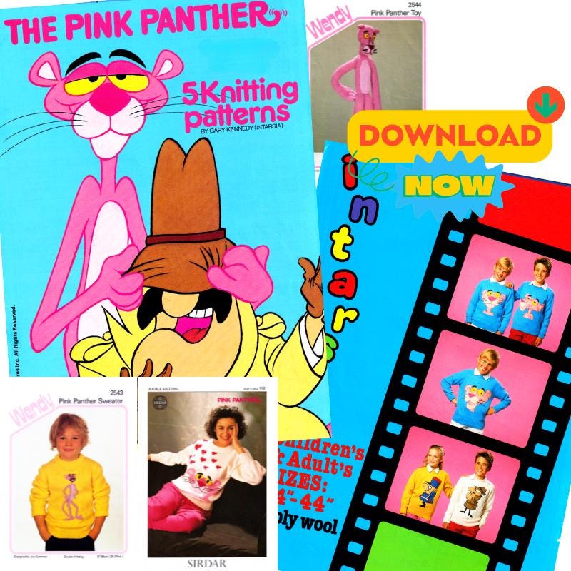 ヴィンテージ ピンクパンサー セーター 編み図 – インターシャ