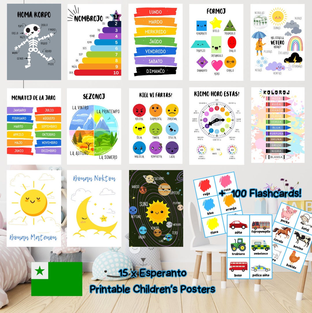 Esperanto Language Printable Educational Classroom / Nursery Posters ...