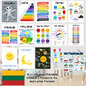 Litauisch Lietuvių Kalba Poster zum Ausdrucken im Klassenzimmer / Kinderzimmer - Sofortiger digitaler Download