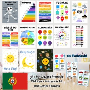 Portuguese Language português Printable Educational Classroom / Nursery Posters and Flashcards - Instant Digital Download