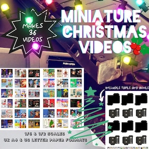 6th 1:6 and 12th Scale 36 x Miniature Digital Download Printable Dollhouse / Action Figure VHS Christmas Video Covers