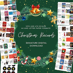 50 Christmas 12th and 6th Scale Miniature Printable Dollhouse / Action Figure Album Record Covers - Digital Download