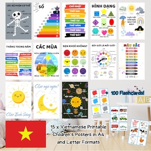 Vietnamesisch Sprache tiếng Việt druckbare bildung Klassenzimmer / Kindergarten Poster und Karteikarten - sofortiger digitaler Download