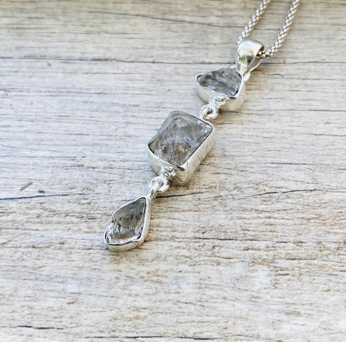 Natural Raw Herkimer Diamond Pendant Genuine Herkimer Diamond Etsy