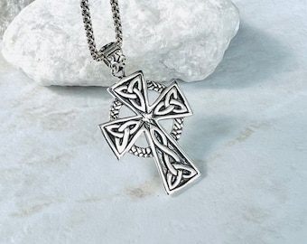 CELTIC CROSS, Celtic Knot, Genuine 925 Sterling Silver Pendant, Genuine 925 Sterling Silver Necklace, Men Women Unisex