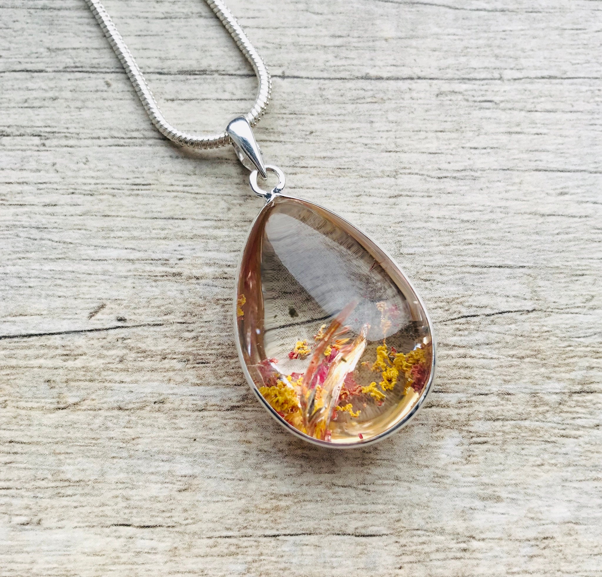 Natural Lodolite Garden Quartz, Inclusion Quartz Pendant, Lodolite