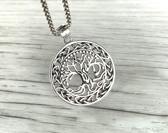 CELTIC TREE Of LIFE Genuine 925 Sterling Silver Pendant, Genuine 925 Sterling Silver Necklace, Men Women Unisex Necklace