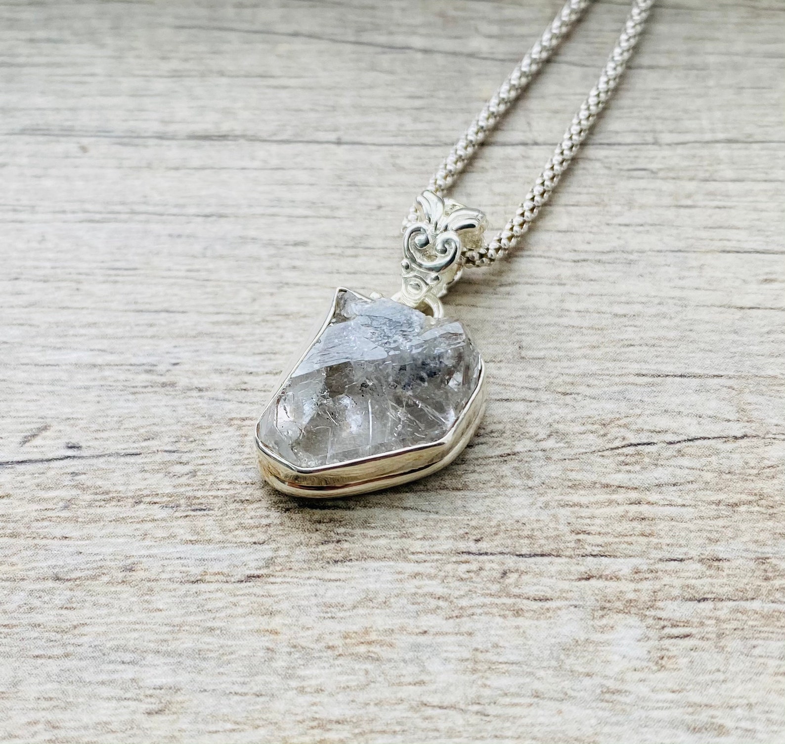 Natural Raw Herkimer Diamond Pendant Genuine Herkimer Diamond Etsy