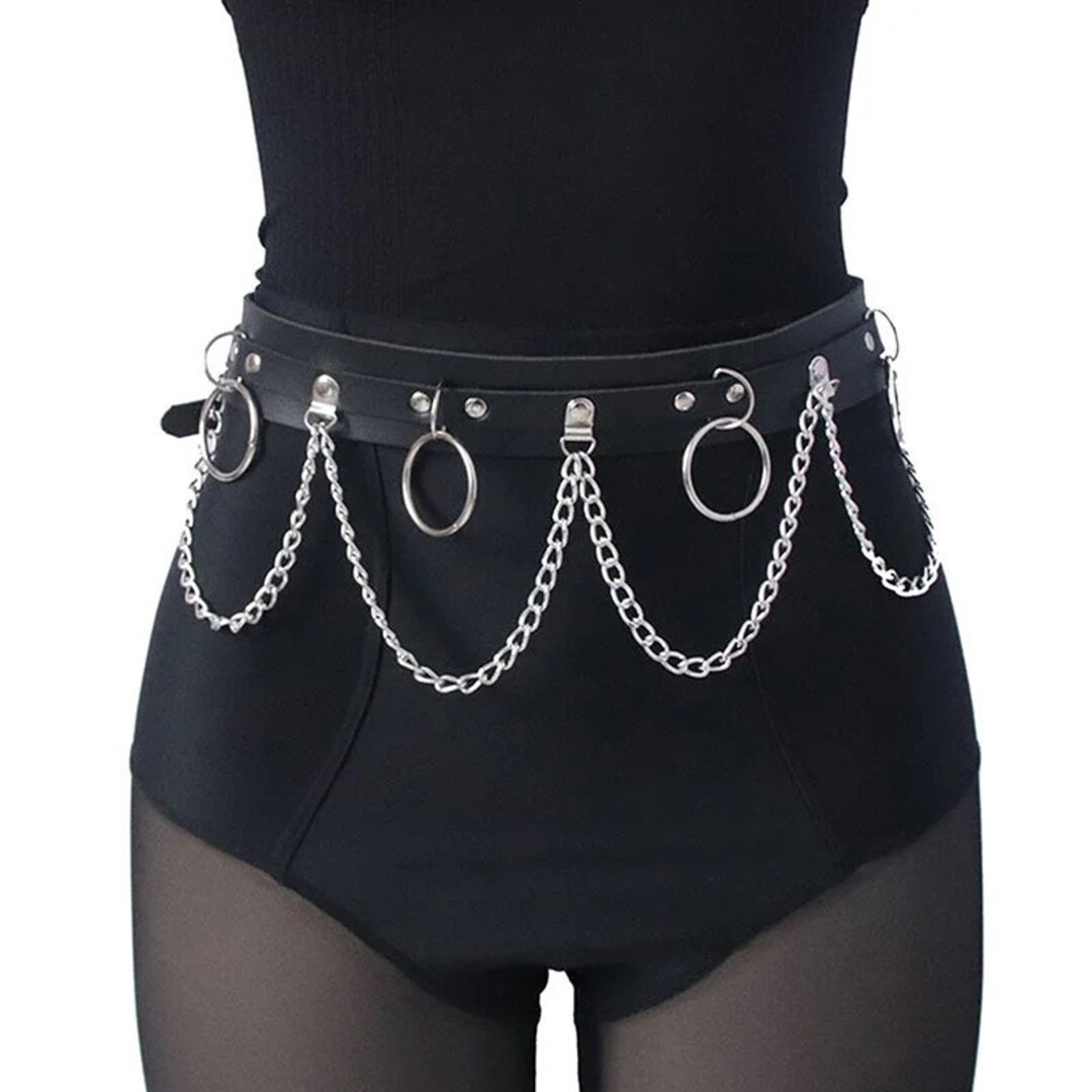 Gothic O-Ring 103cm Adjustable Skirt Belt, Emo Alternative E-Girl Cosplay Fashion Accessory [6 VARIATIONS]