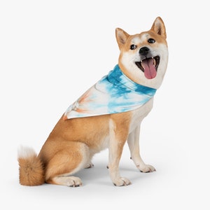 Tie Dye Teal blue and Orange Pet Bandana large for big dogs boho style moroccan beach themed cat accessories